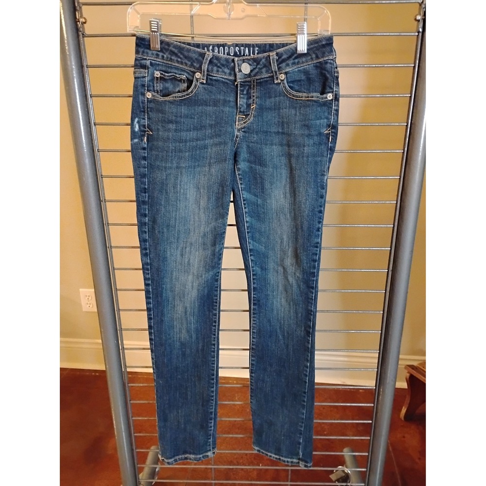 Aeropostale Skinny Jeans Womens 0 Short‎ Dark Wash Denim Stretch Low Rise NYC